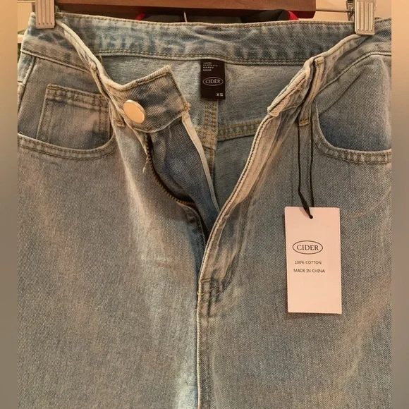 Cider | NWT Blue Denim Basic Ripped Distressed High Waist 5 Pocket Jeans XS - Picture 11 of 14